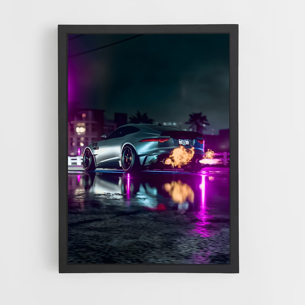 Poster Nuit Enflammée – affiche Jaguar (vue 2)
